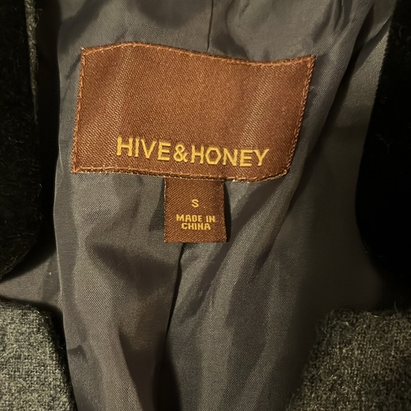 Hive & Honey Gray Wool Blend Velvet Trim Vintage Blazer Sz S - Picture 5 of 15